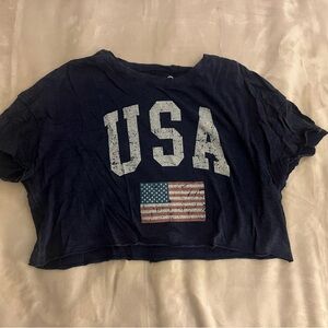 Navy USA Flag Crop Top